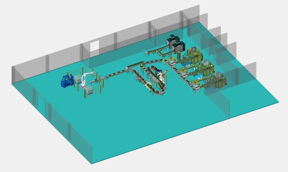 Servo Motion Multifungsi Garis Pengemasan Otomatis Converying Robot Palletzing System